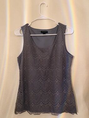 Banana Republic Gray Lace Overlay Sleeveless Camisole